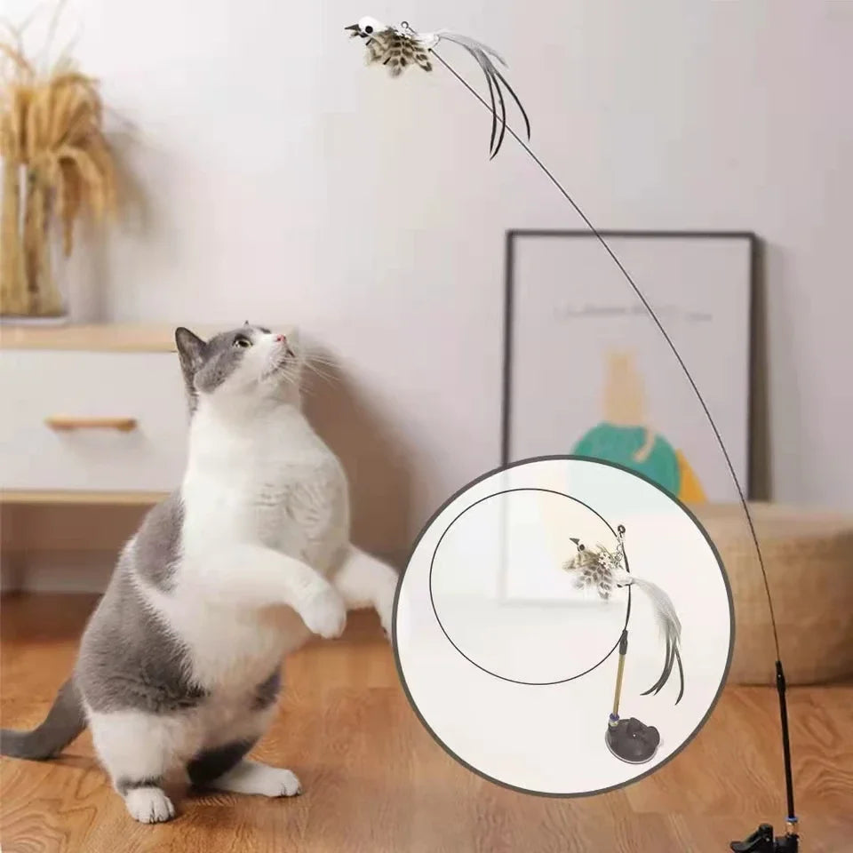 猫の狩猟本能を引き出す！インタラクティブ鳥型おもちゃ